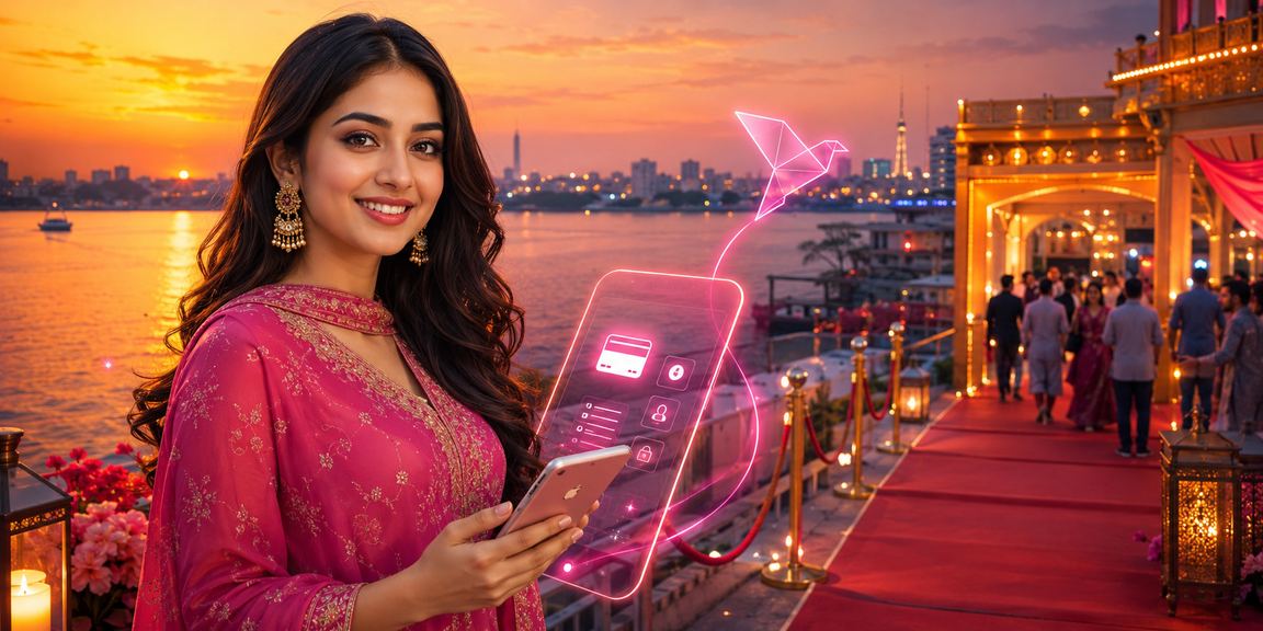 খুলনায় ঈদ উৎসবে মোবাইলে হাই রোলার পেমেন্ট করছেন একজন ব্যবহারকারী